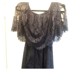 Off-the-shoulder Navy Lace Dress